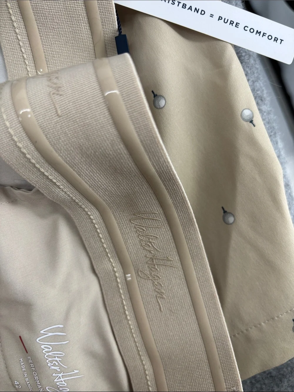 Walter Hagen P11 E waist retro golfball khaki cooling 4way stretch shorts NWT 42